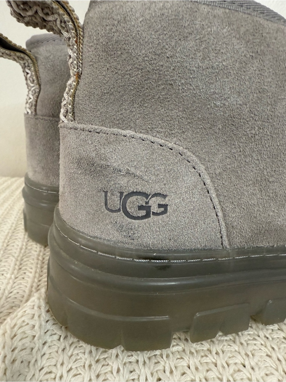UGG Neumel Cozy Grey Suede Lace-Up Ankle Boots in size 8 - Picture 8 of 15